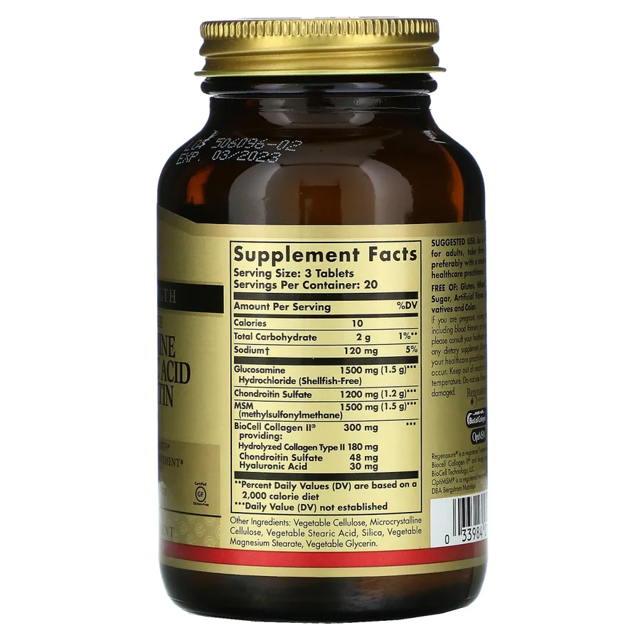 SOLGAR GLUCOSAMINE HYALURONE CHONDROITIN AND MSM 60 TABS