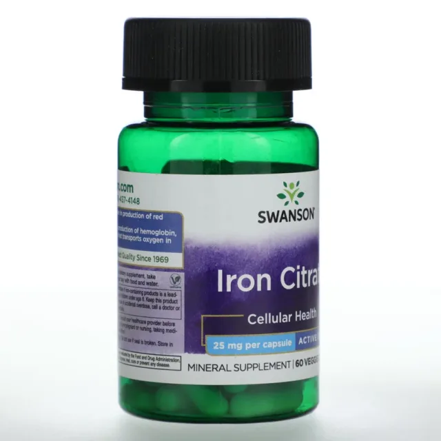 Swanson Iron Citrate 25 mg 60 Vegan Caps