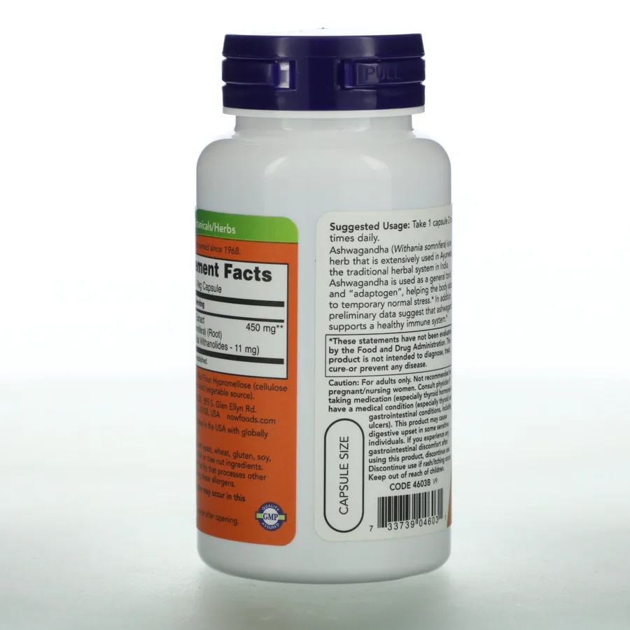 NOW FOODS ASHWAGANDHA 450 MG 90 VEG CAPS