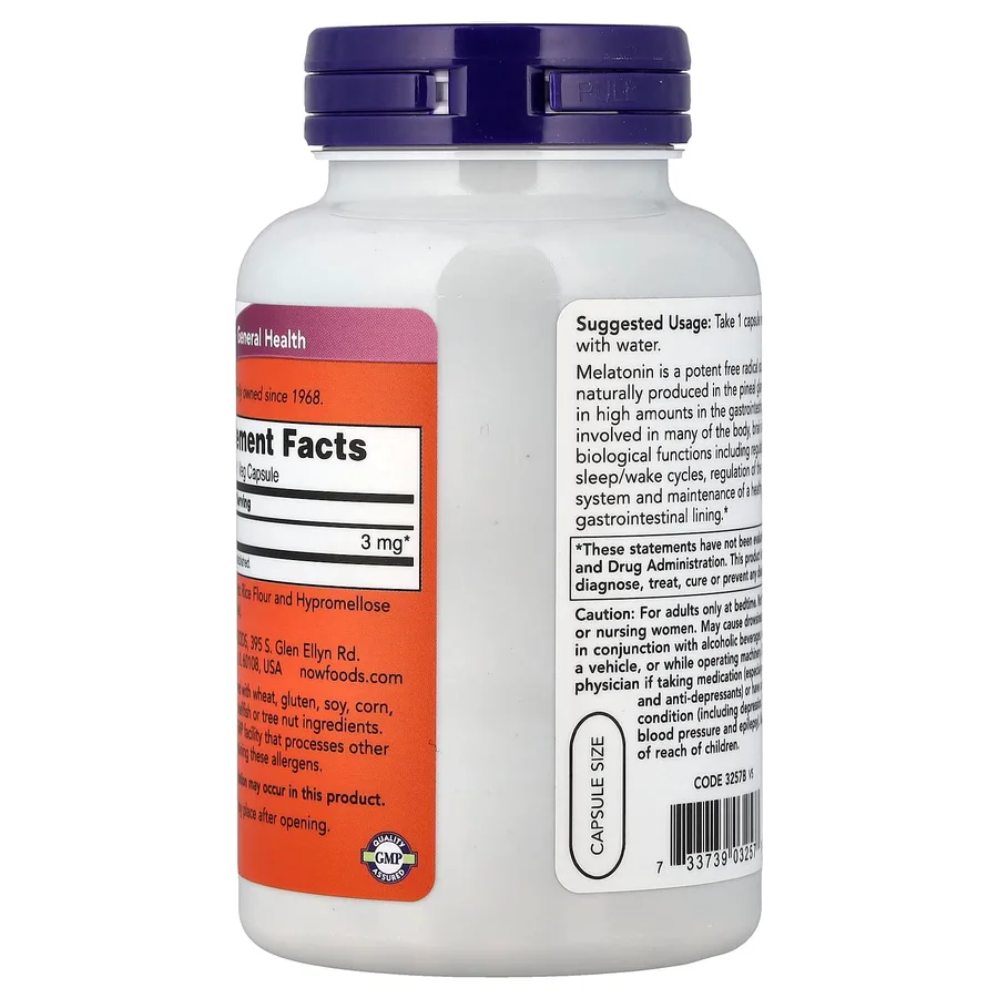 NOW FOODS MELATONIN 3 MG 180 VEGCAPS