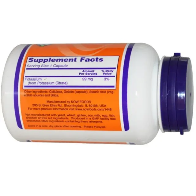 NOW Foods, калий  цитрат, 99 мг, 180 капсул