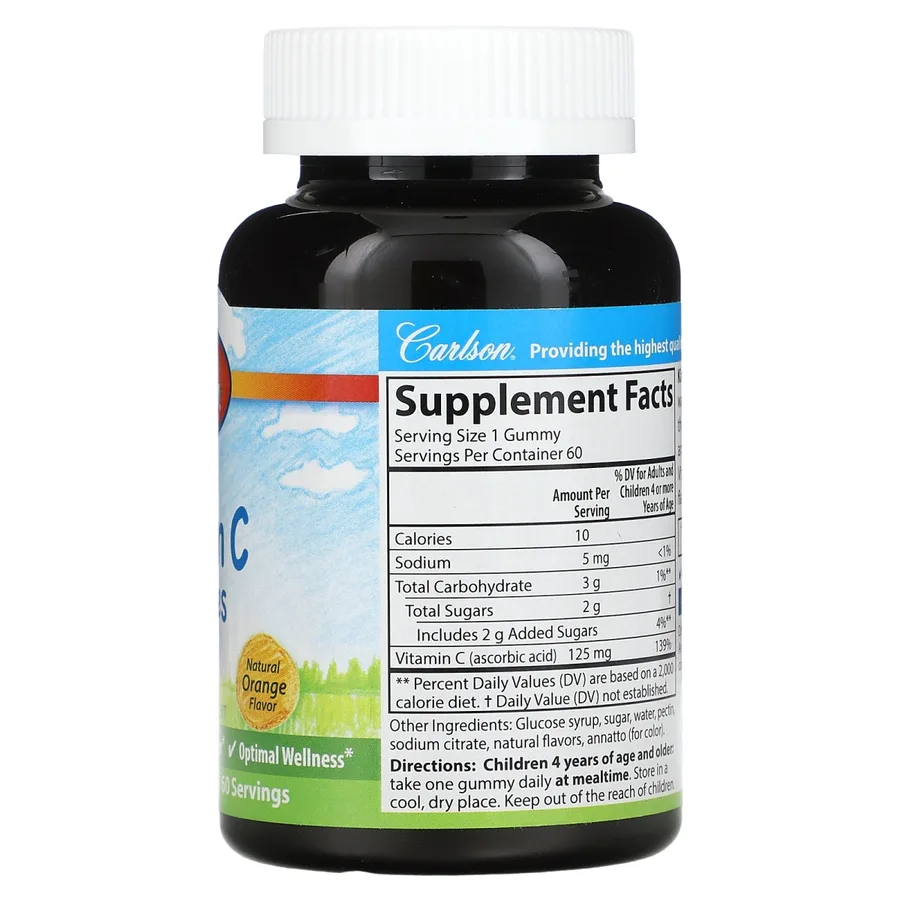 Carlson Kid's Vitamin C Gummies, Natural Orange, 125 mg
