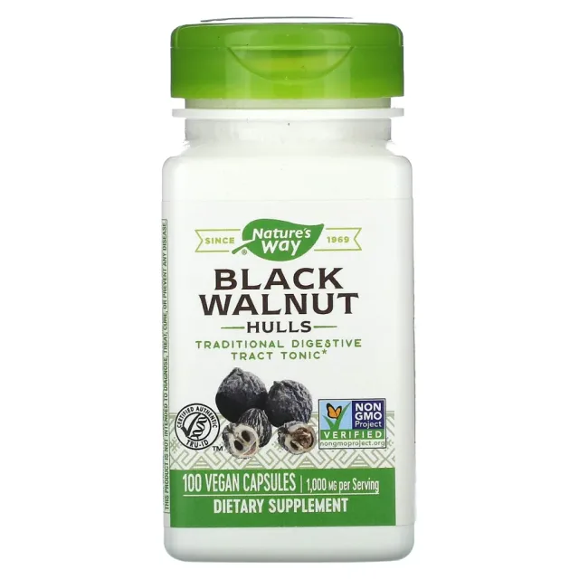 NATUREʻS WAY BLACK WALNUT HULLS 500MG CAPSULES - 100CT