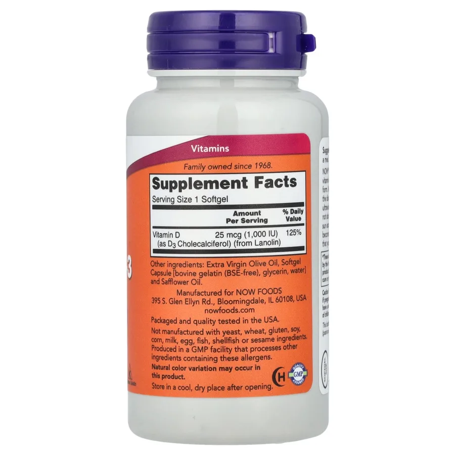 NOW FOODS VITAMIN D-3 1000IU 180CT
