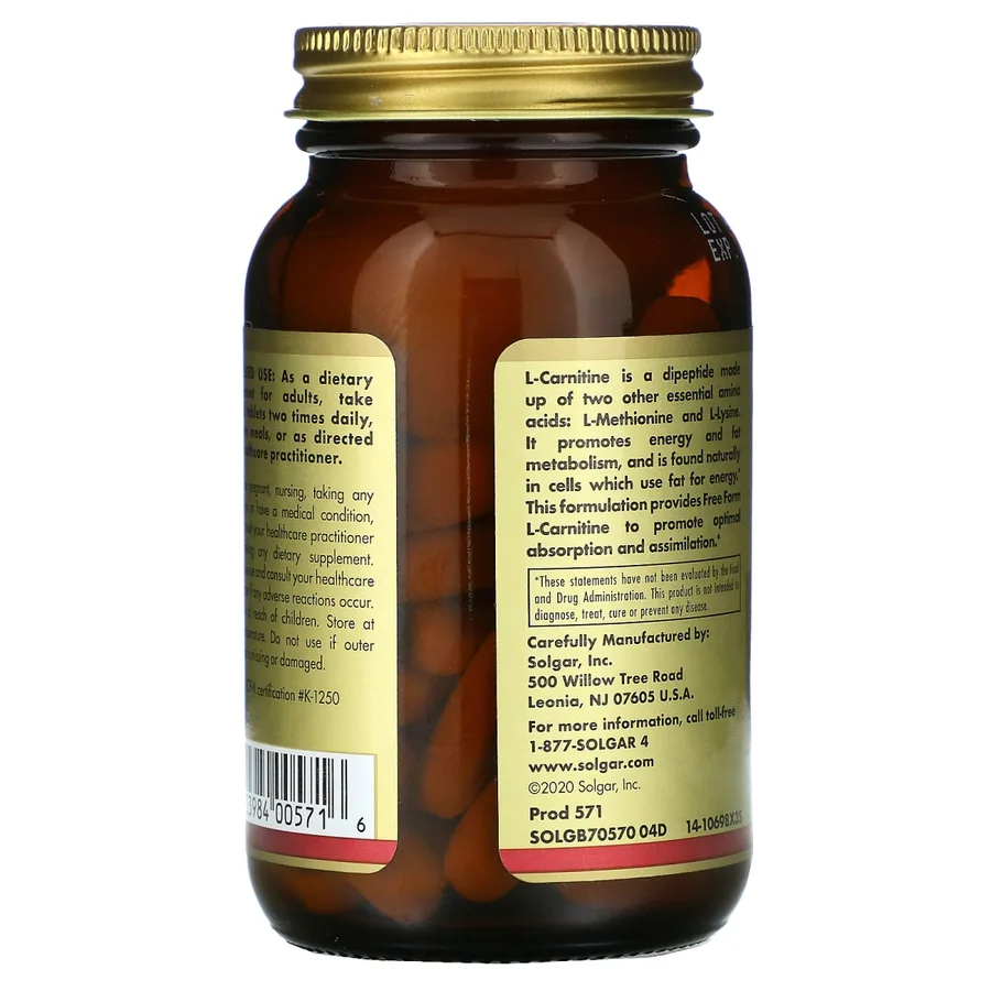 SOLGAR L-CARNITINE 500 MG. 60 TABS