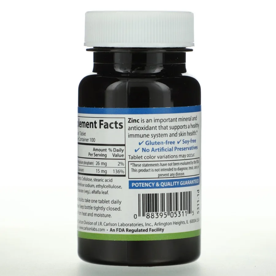 Carlson, Zinc, 15 mg