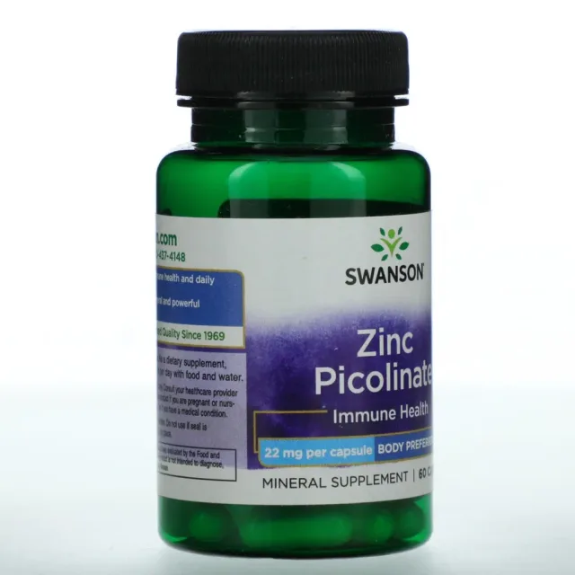 Swanson Zinc Picolinate 22 mg 60 Vegan Caps