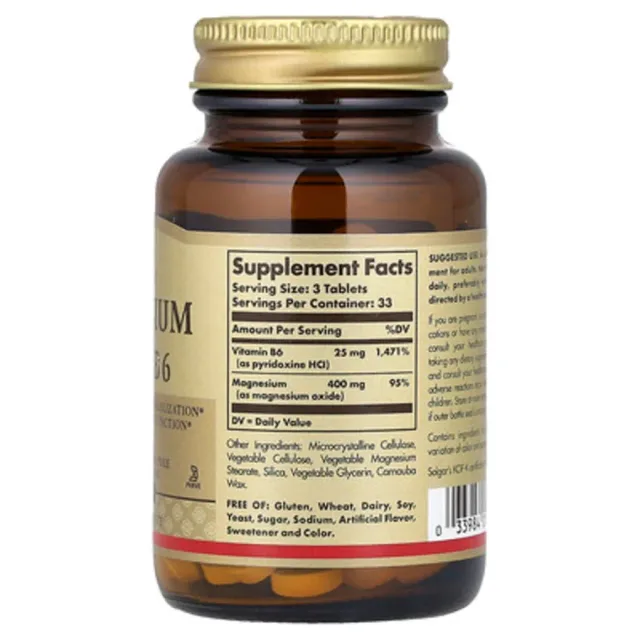 SOLGAR MINERAL MAGNESIUM&VITAMIN B6 100TABS